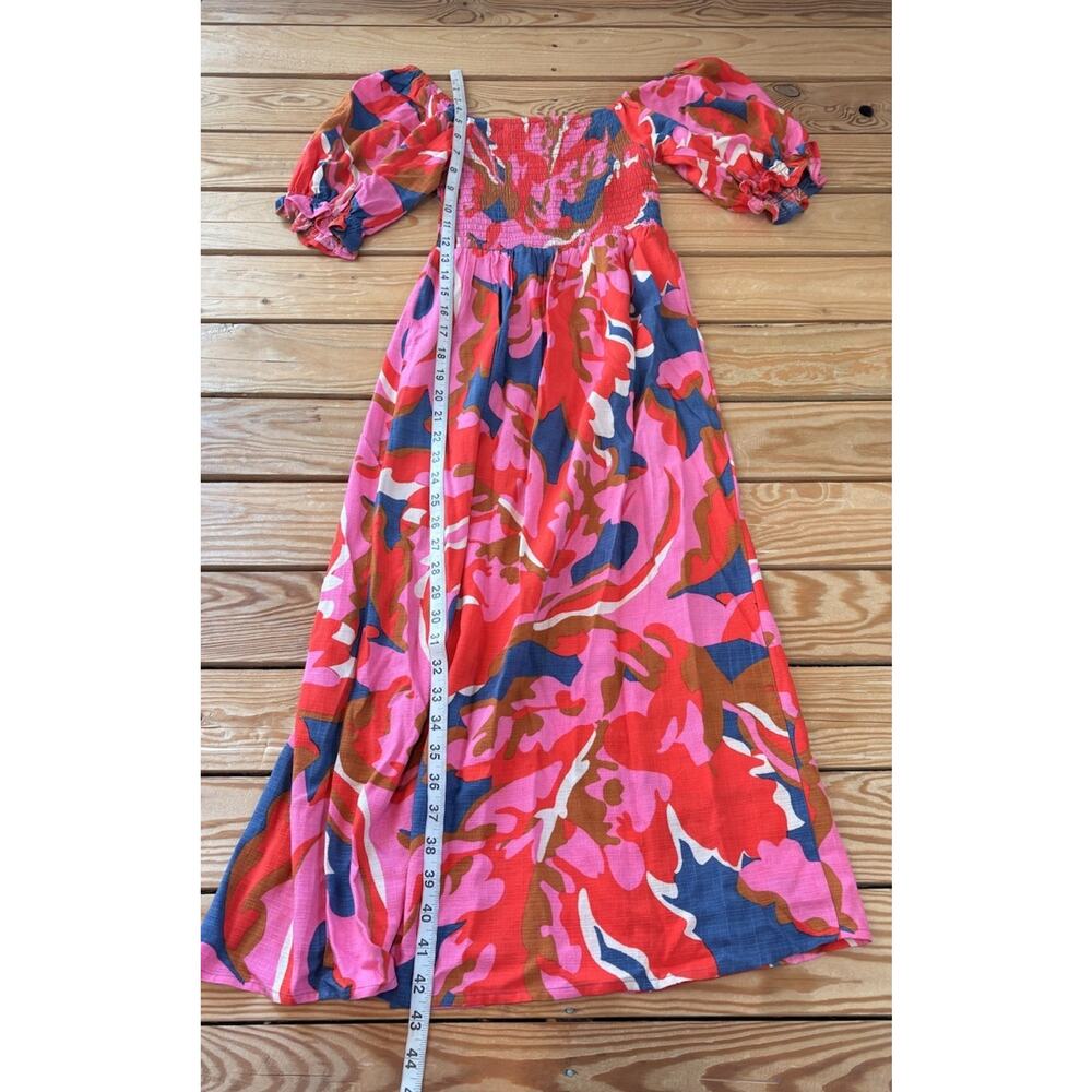 mister zimi Women’s Patterned Smocked Front Dress Size 2 Pink Ap - Picture 9 of 10